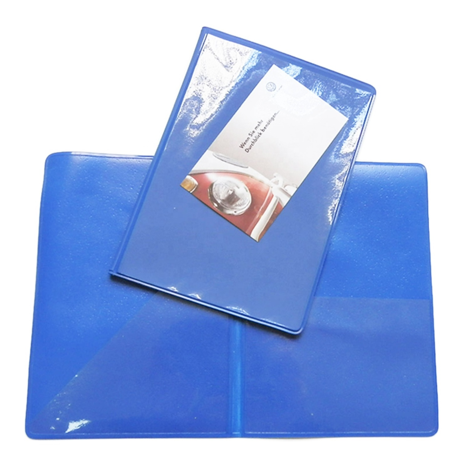 Customized a4 or a5 Blue Plastic document folder Car Manual Folder Soft Certificate Holder File Folders