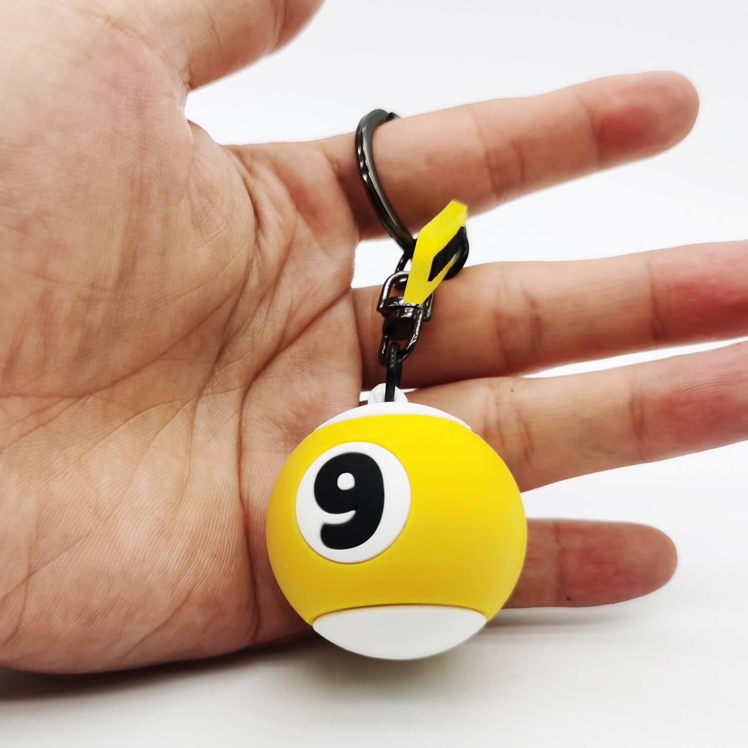 Custom LOGO Rubber Billiard Key Chain, Silicone 3D Ball KeyChain, Promotion Ball Key Ring