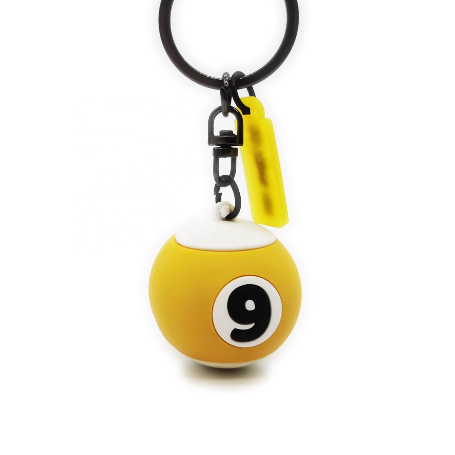 Custom LOGO Rubber Billiard Key Chain, Silicone 3D Ball KeyChain, Promotion Ball Key Ring