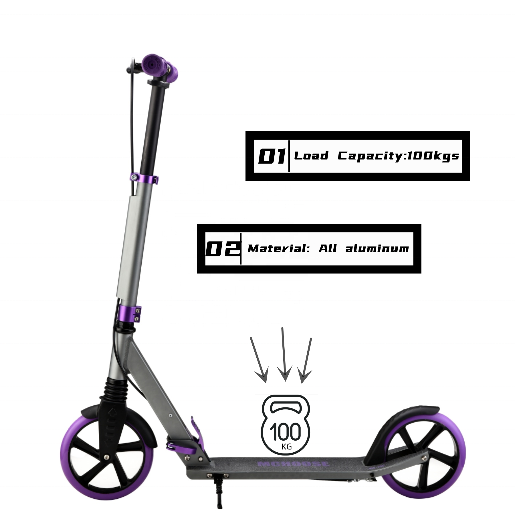 Mchoose hot sell 200mm adult  foldable push big wheels child kick scooter