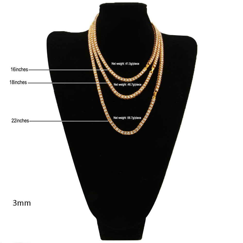 Factory Price Bling Empire Silver Gold Fake Diamond Tennis Chains for Men Women Iced Out Chain Necklaces 16-30 Inches