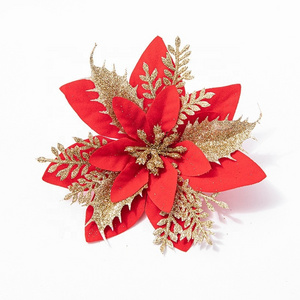 Classic Decorative Flowers Cute Christmas Flowers Poinsettias PE Christmas Artificial Flowers For Home Hotel Decorations