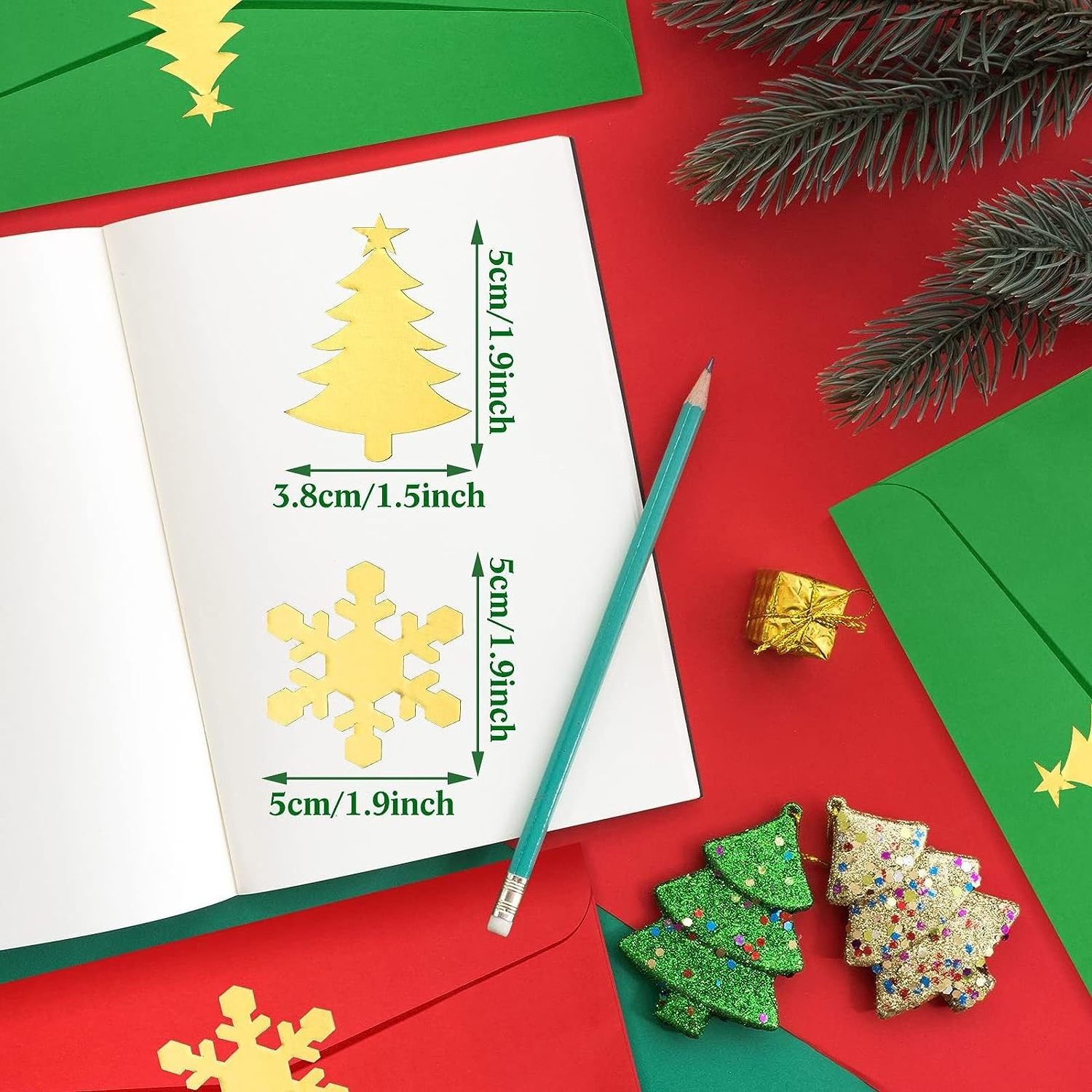 Christmas Envelope Seal Stickers Gold Snowflake Christmas Tree Decals for Mail Wedding Invitation Greeting Card Party Gift Bag