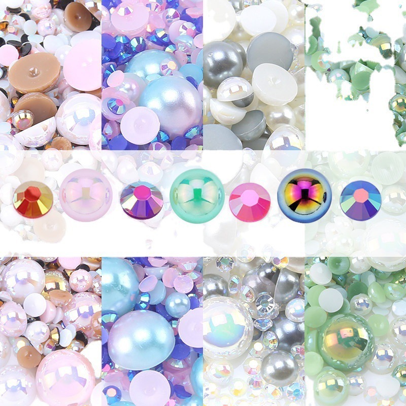 Mix Resin Rhinestone Pearls for Clothing Decorations Glitter Nail Gems Glue on Flatback Crystal Pearls DIY Decor Accessories