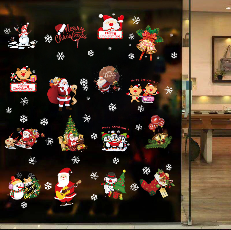 Wholesale Christmas gifts Wall Decal shopping mall glass door Self Stick painting snowflake window decoration sticker