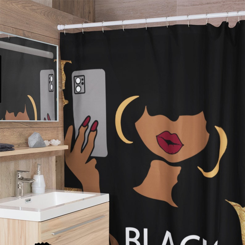 Unique Gifts Black Girl Magic  Apartment Gift Shower Curtain Gift Long Shower Curtain