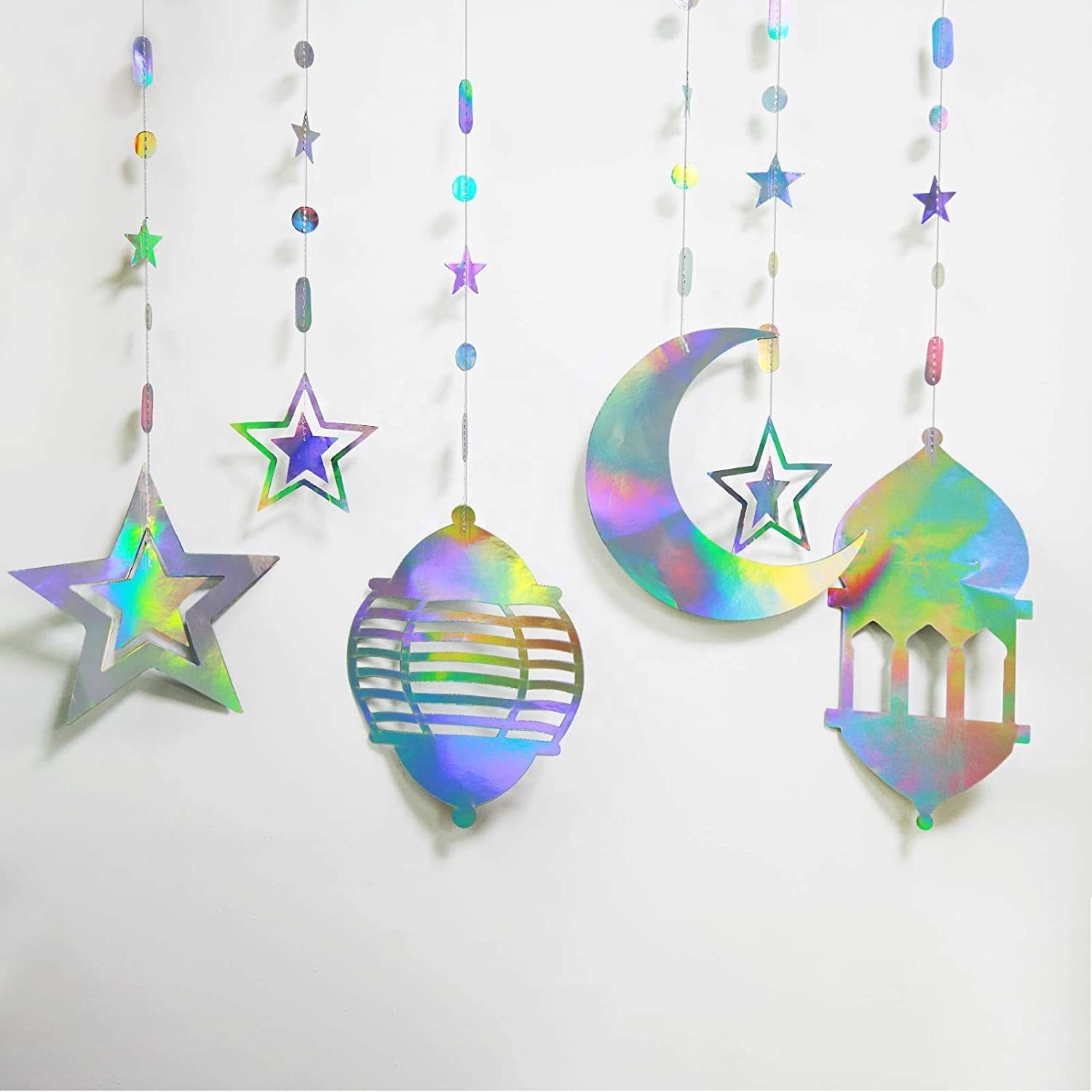 Islamic Star Moon Lantern Ramadan Garland Ornaments Eid Mubarak Party Decor Hanging Streamer For Birthday