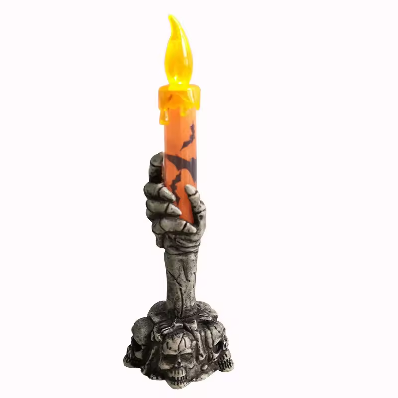 Ghost Festival Candlestick Skeleton Head Skeleton Candle Lamp Bar Secret Room Escape Terror LED Decoration Halloween Props