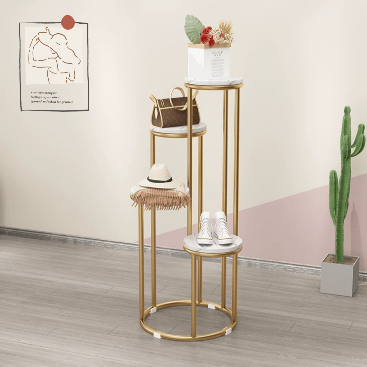 Boutique Shop Commercial Chrome Garment Shelf Metal Clothing Stand Gold Clothes Display Rack For Clothing Store.