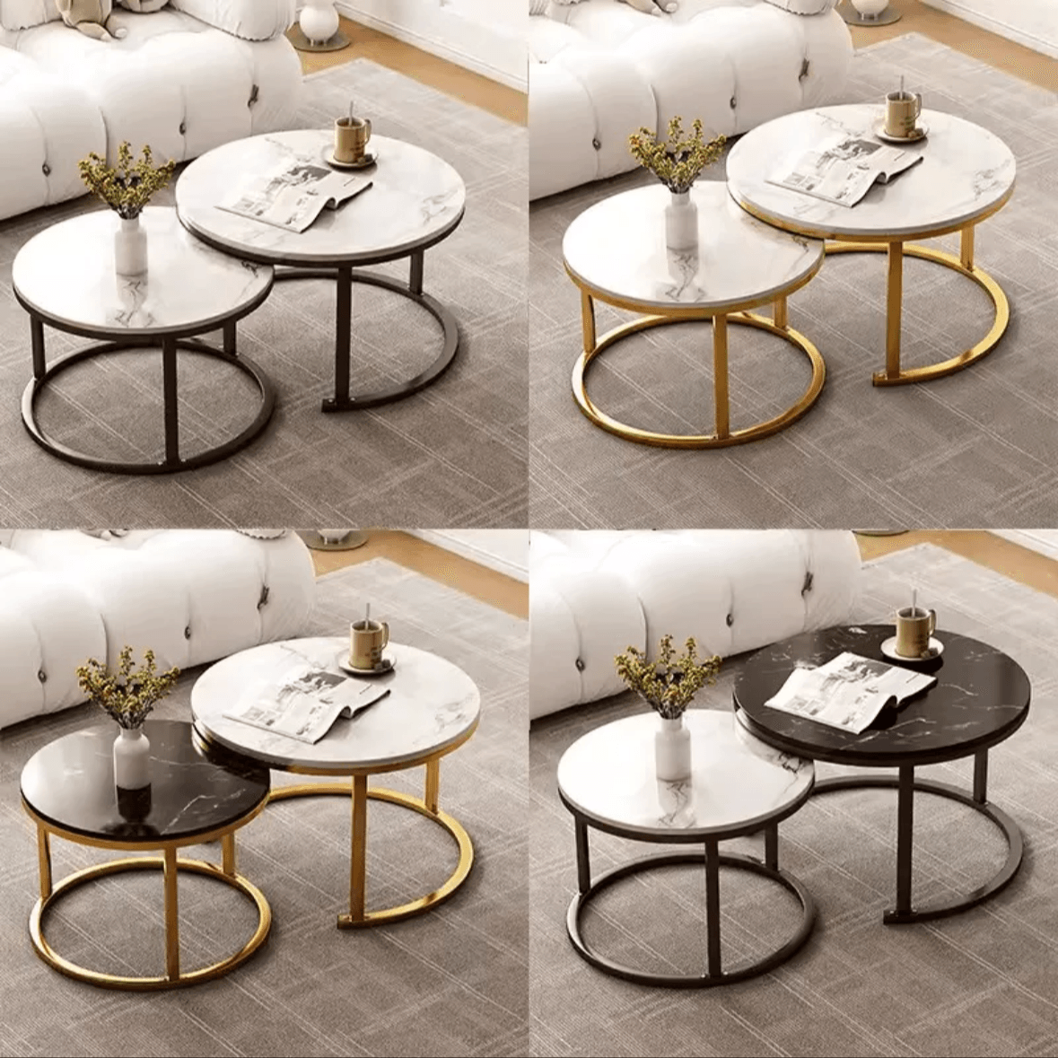 Factory Wholesale European Style Elegant Marble Modern Round Living Room Center Coffee Table