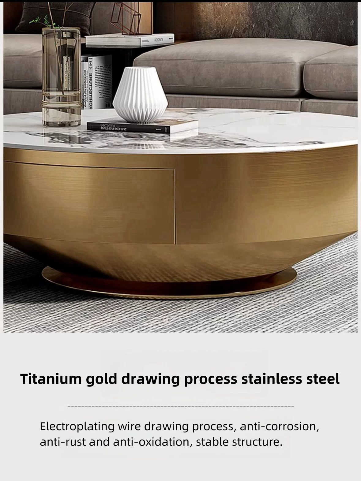 Factory New Arrival Modern Simple Design Nordic Living Room Office Tea Table Round Gold Luxury Coffee Table.