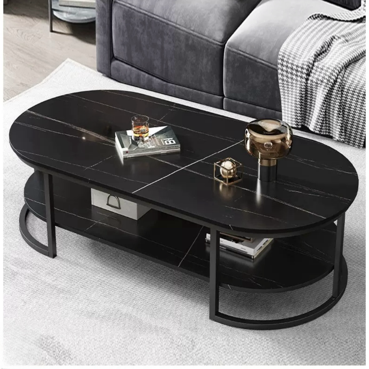 Luxury Design High End Simple Coffee Table Home Decor Center Table Gold Frame Coffee Table