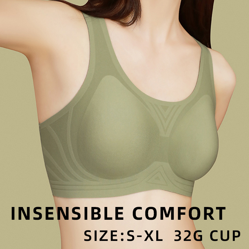 Jelly glue sports bras with racer back Women's Invisibles Comfort Seamless comfort support no wires no hooks  no wires workout