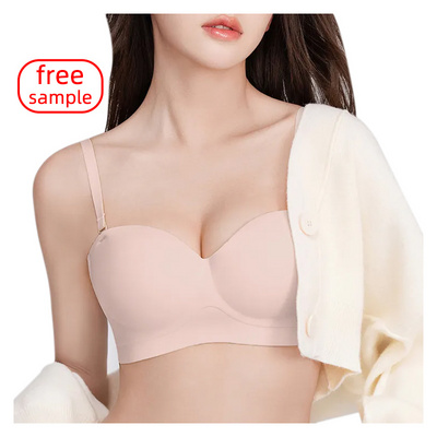 ladies half cup strapless bra seamless push up 32G no steelring High Elasticity prevent sagging invisible strapless backless bra