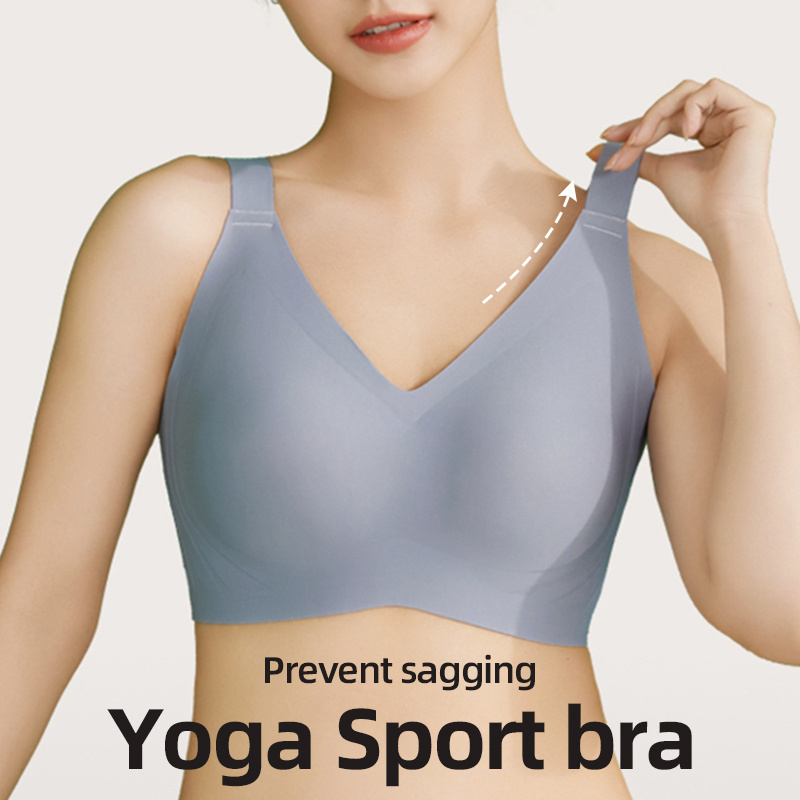 Large size seamless fitness underwear Full coverage Fat women wireless side collection gather 42E prevent sagging sport yoga bra