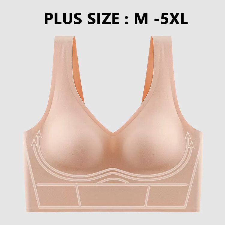 Plus Size Bra For Women Seamless With Pads Big Size 4XL 5XL Bralette Push Up Wireless Breathable large cup size for big breasts