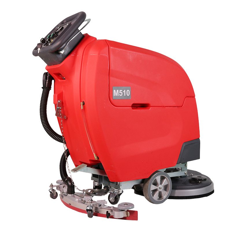 New design fully automatic hand pushed floor scrubber M510,low noise working,24v,cpu from the USA,510mm brush width for sale