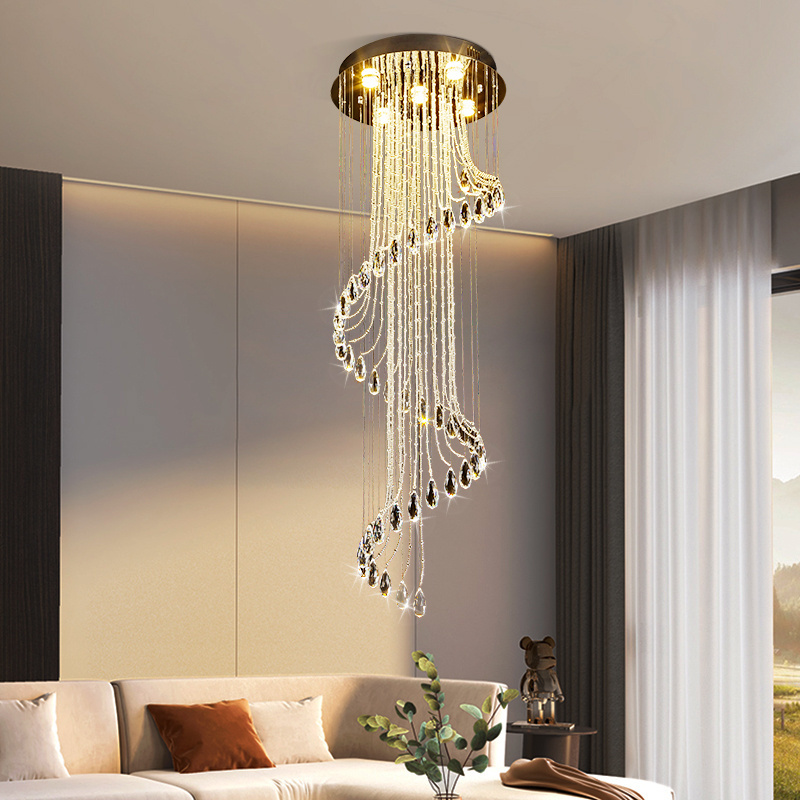 Luxury Style Indoor Decoration Lighting Villa Hotel Staircase Lustre Cristal Ceiling LED Chandelier