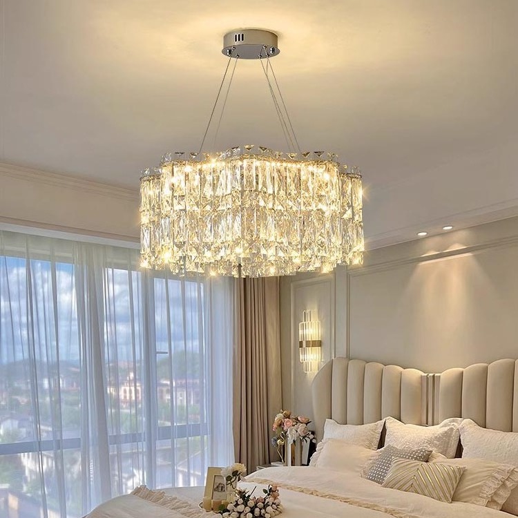 Luxury Crystal Chandelier Foyer Hanging Ceiling Lighting Fixture for Hallway Dining Living Room Bedroom Kitchen pendant Lighting