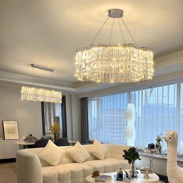 Luxury Crystal Chandelier Foyer Hanging Ceiling Lighting Fixture for Hallway Dining Living Room Bedroom Kitchen pendant Lighting