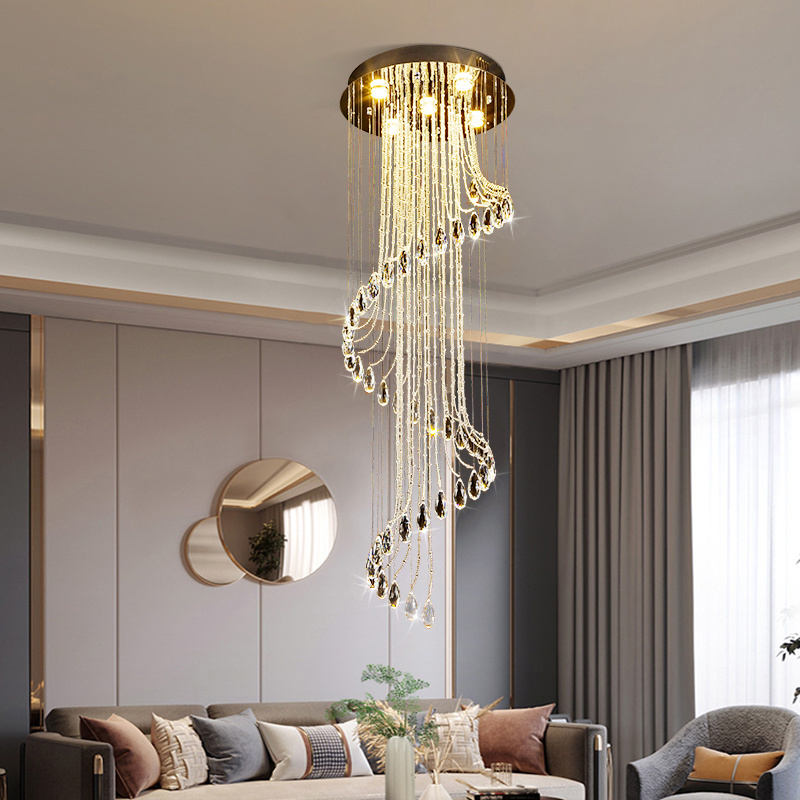 Luxury Style Indoor Decoration Lighting Villa Hotel Staircase Lustre Cristal Ceiling LED Chandelier