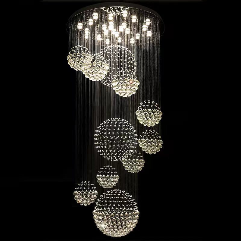 Luxury crystal chandeliers pendant lights hotel living room stair Villa stainless steel chandelier