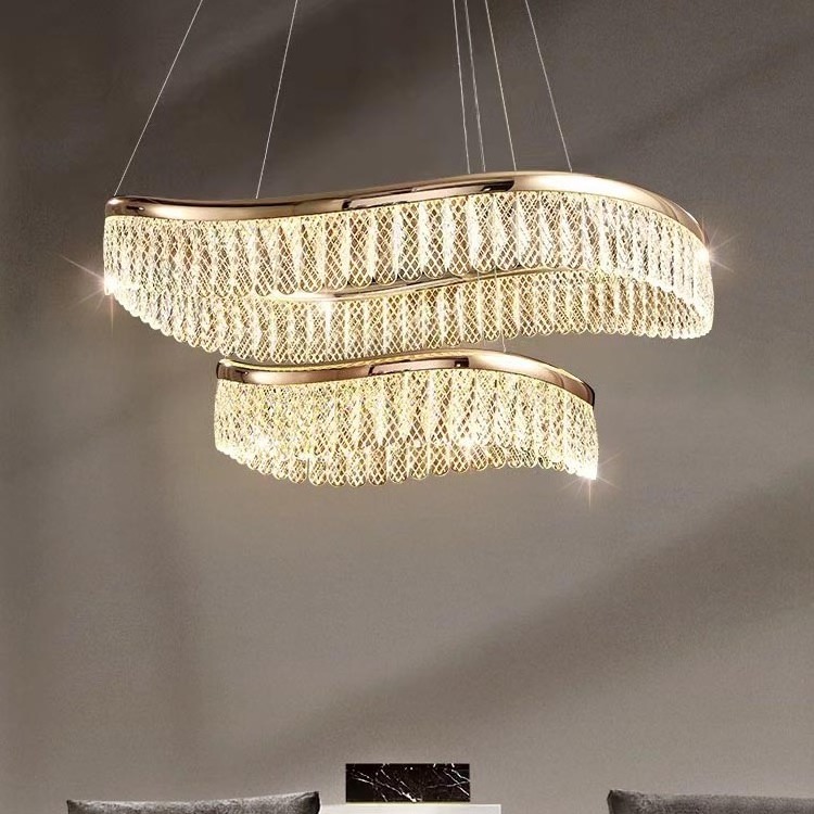 Modern Ellipse Crystal Chandelier for Living room  Kitchen Island Lighting Fixtures Luxury LED Pendant Lights