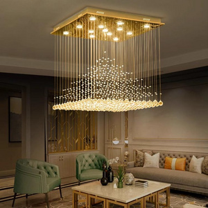 Stainless steel hanging wire crystal chandelier modern simple living room house hold chandeliers pendant light