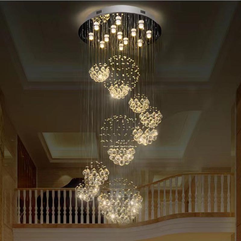 Luxury crystal chandeliers pendant lights hotel living room stair Villa stainless steel chandelier