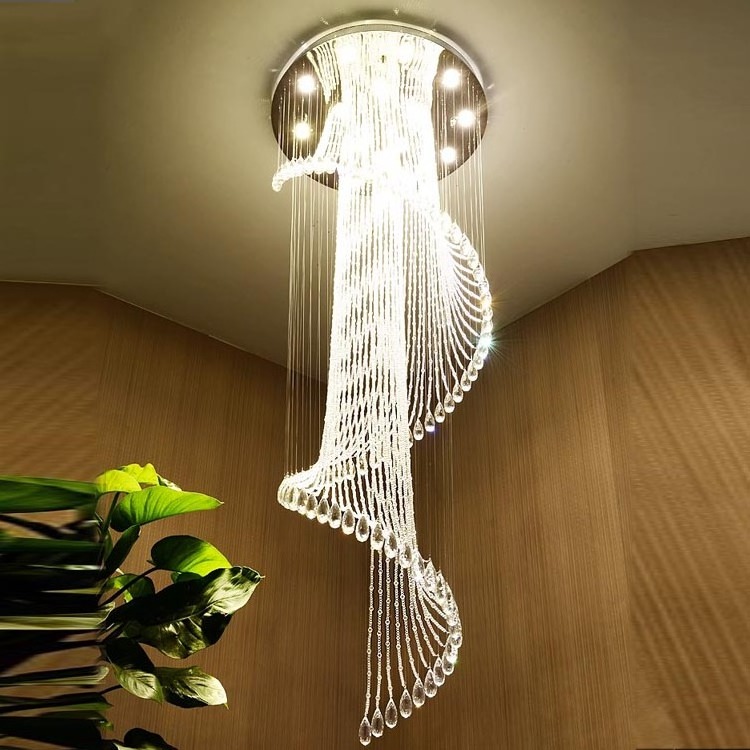 Luxury Style Indoor Decoration Lighting Villa Hotel Staircase Lustre Cristal Ceiling LED Chandelier