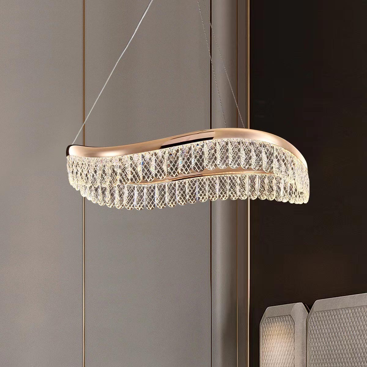 Modern Ellipse Crystal Chandelier for Living room  Kitchen Island Lighting Fixtures Luxury LED Pendant Lights