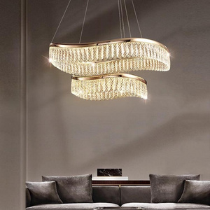 Modern Ellipse Crystal Chandelier for Living room  Kitchen Island Lighting Fixtures Luxury LED Pendant Lights