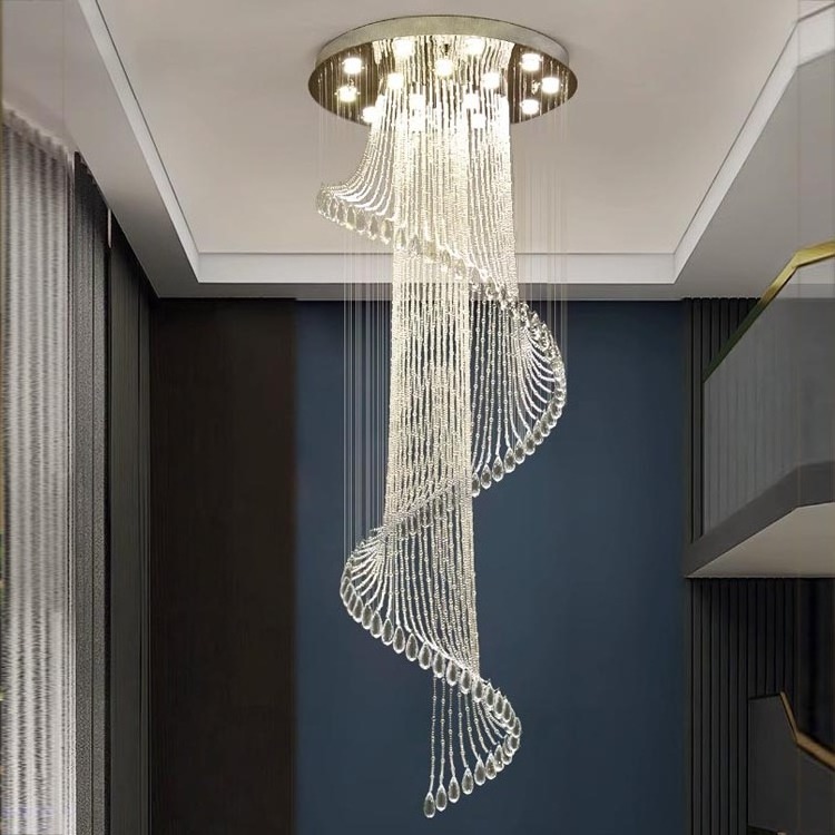 Luxury Style Indoor Decoration Lighting Villa Hotel Staircase Lustre Cristal Ceiling LED Chandelier