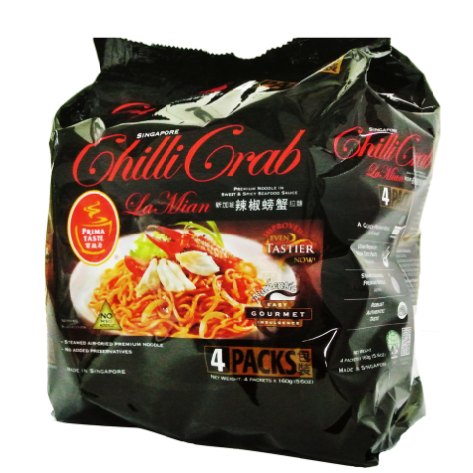 Authentic Chili Crab Instant Noodle With Net Weight 4 Packets x 160g And Prima Taste