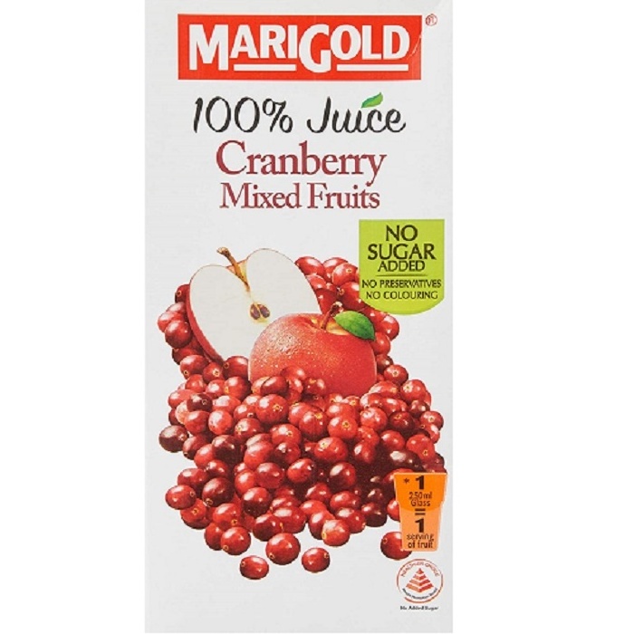 Marigold 100% Juice Cranberry Mixed Fruits 1L With Primary Ingredient Berries Made From Malaysia