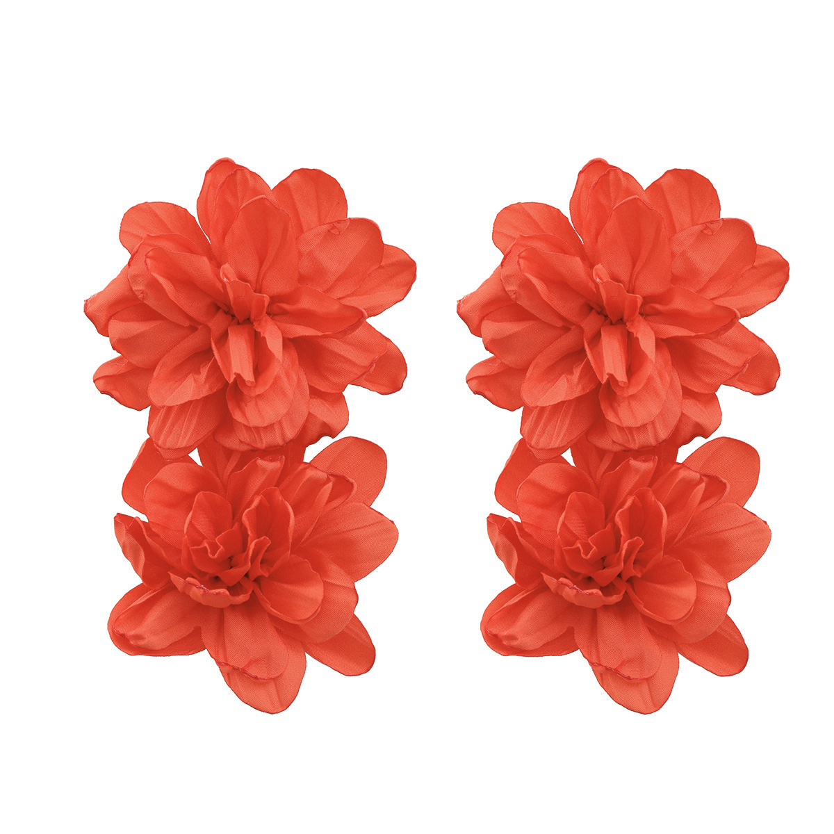 ZA Fashion Fabric Black Red Big Flower Pendant Drop Earrings Boho Floral Banquet Jewelry Wholesale for Women