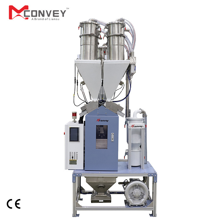 PLC 200kg/h Plastic raw material mixer 6 components gravimetric batch blender with auto loader for film blowing machine