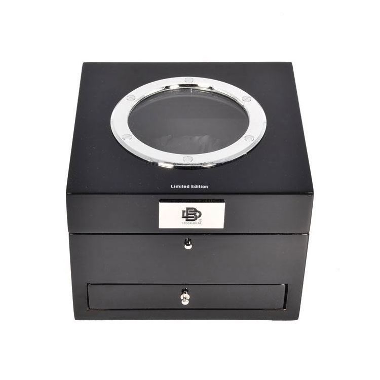 Custom Logo Black Double Two Drawer Smart Watch Box With Window