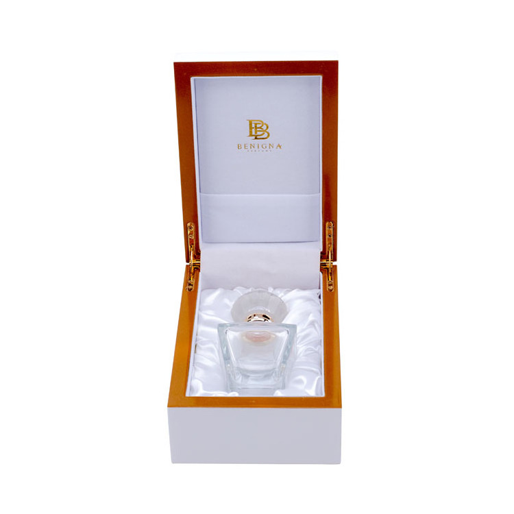 Luxury Custom White Glossy Lacquer Wooden Box For Gift White gilt edged perfume box