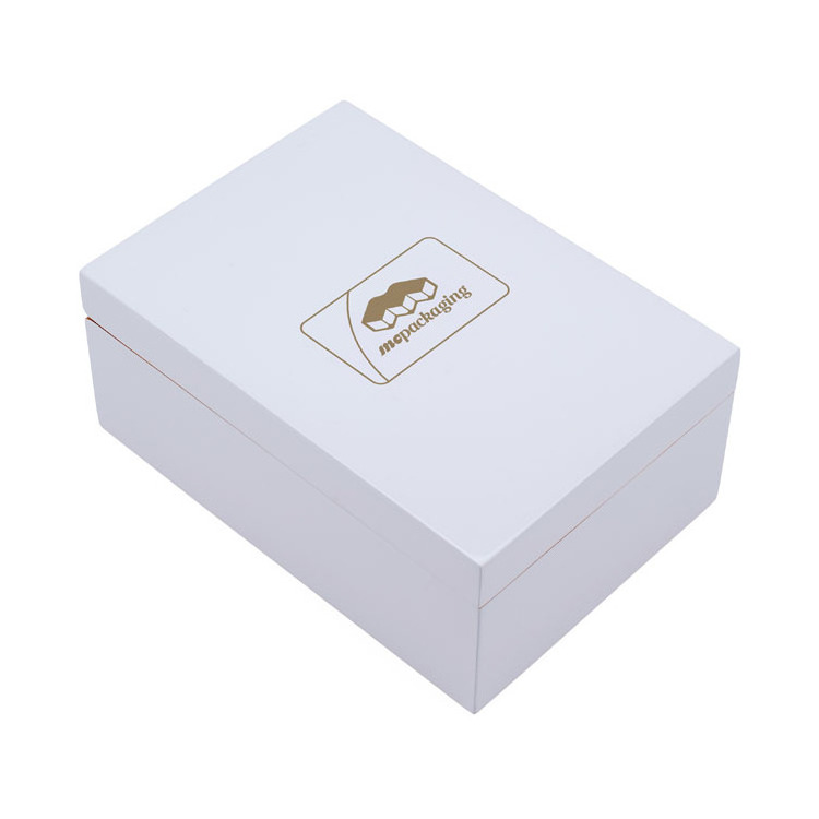 Luxury Custom White Glossy Lacquer Wooden Box For Gift White gilt edged perfume box