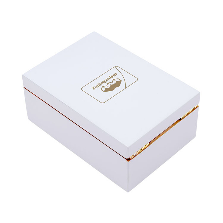 Luxury Custom White Glossy Lacquer Wooden Box For Gift White gilt edged perfume box