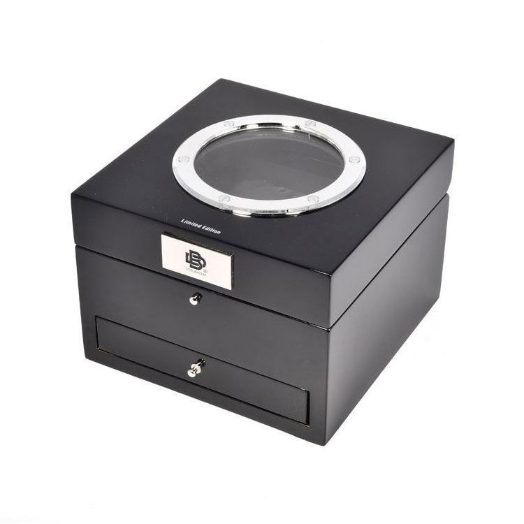 Custom Logo Black Double Two Drawer Smart Watch Box With Window