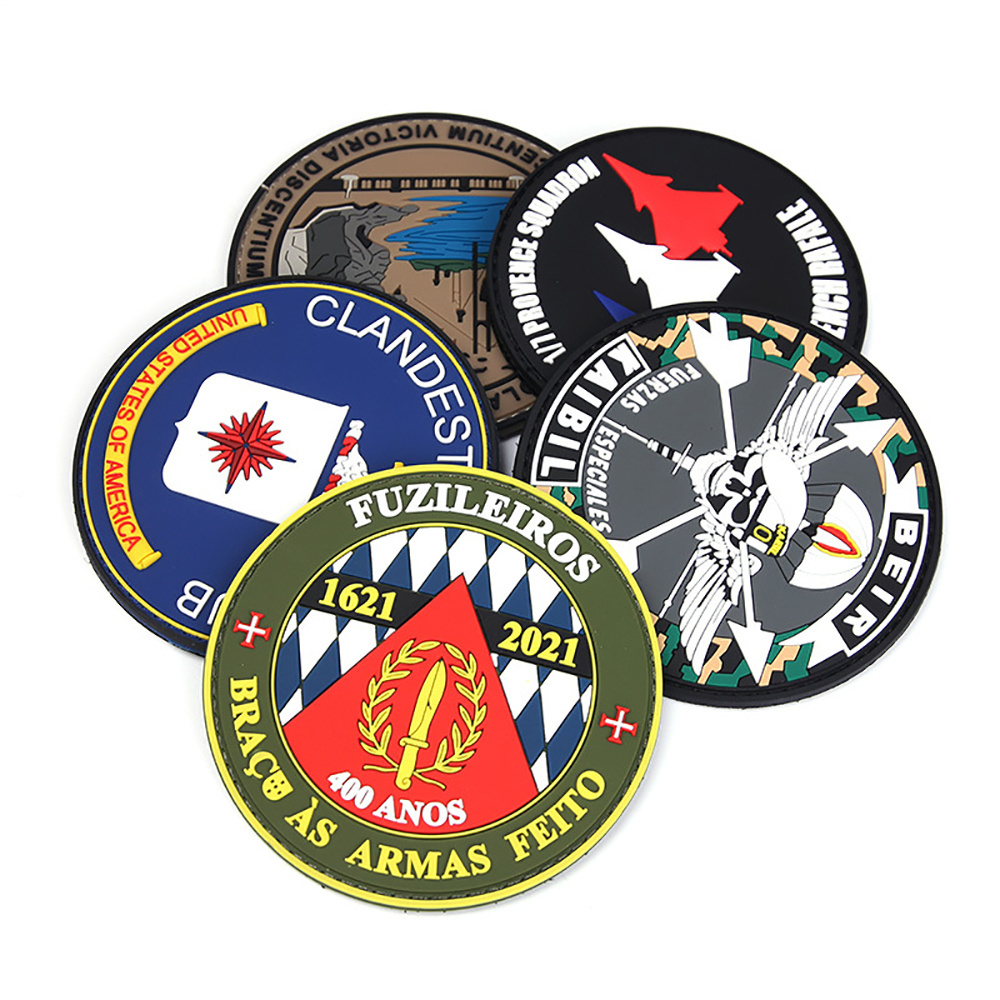 3D Soft Silicone Glow in Dark Rubber PVC Patches Custom Tactical Hook and Loop Embossed Rubber Logo Custom PVC Patches