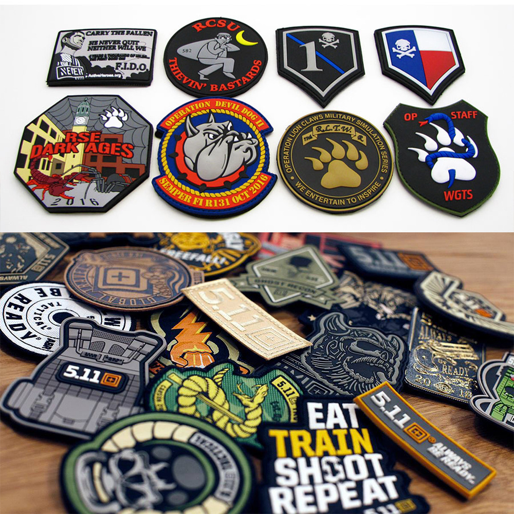 3D Soft Silicone Glow in Dark Rubber PVC Patches Custom Tactical Hook and Loop Embossed Rubber Logo Custom PVC Patches