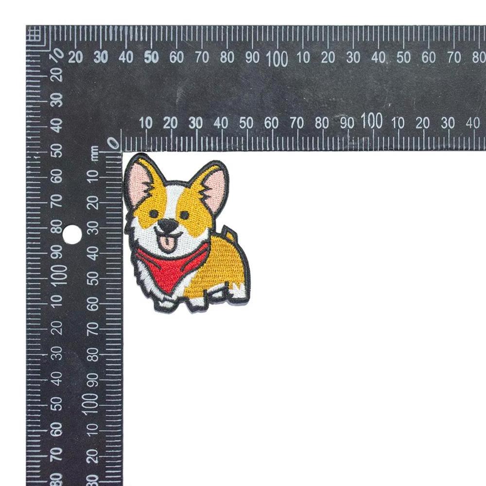 MC Patch Cute Corgi Animal Sewing Kids Clothing Appliques Custom Logo Embroidered Heat Press Iron on Embroidery Patches