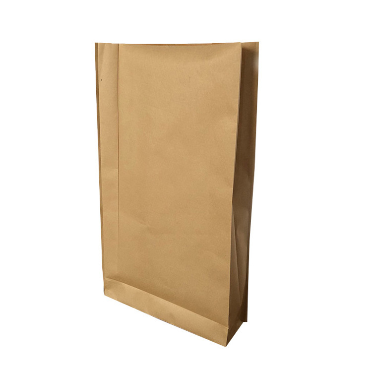 Customized size flat bottom white black craft paper bag for coal and cement