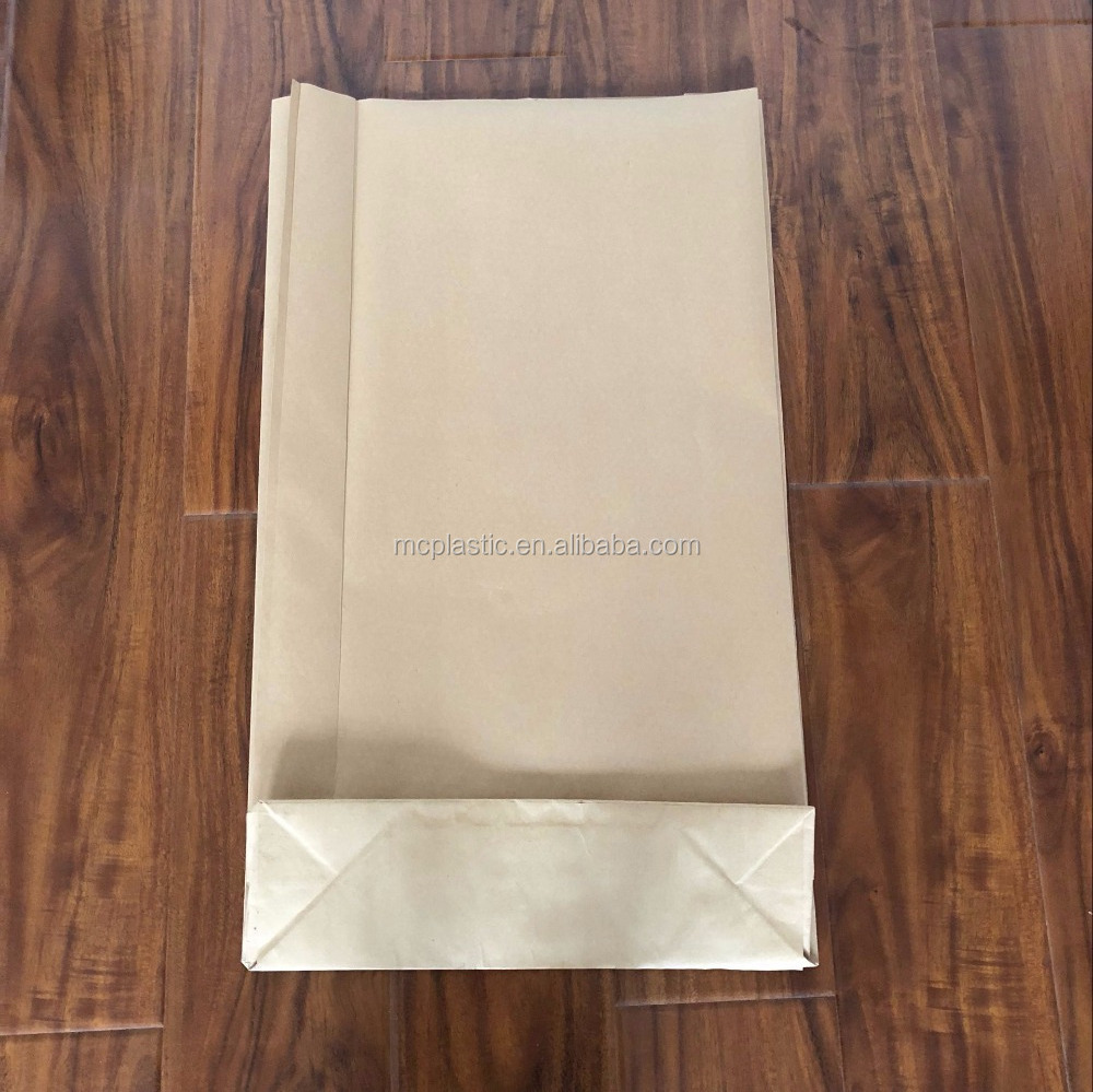 Customized size flat bottom white black craft paper bag for coal and cement