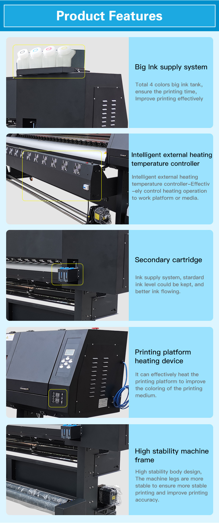 High precision industrial large format printer 3200mm 10ft solvent printer for wallpaper vinyl banner stickers printing machine