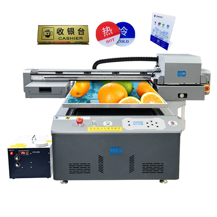 MC Good Price Mini 6090 9060 A0 Size Uv Dtf Printer Led Flatbed Uv Printer For Gift Box Glass Oval Box