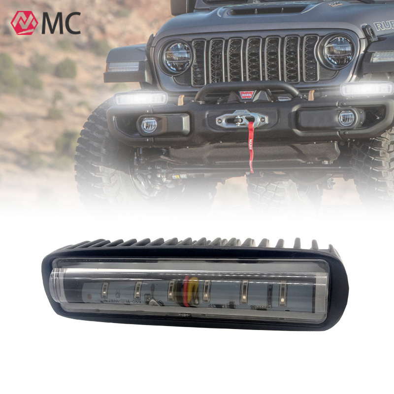 New LED off-road vehicle long bar light 18W straight lens medium mesh driving light  red and blue flashing  modified spotlights